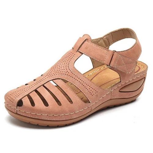 Ladies' Black Sandals with Summer Wedge Heel and Non Slip Toe Cap Elegant Outdoor Style, Women's One Foot Shoes Plus Size 35-43