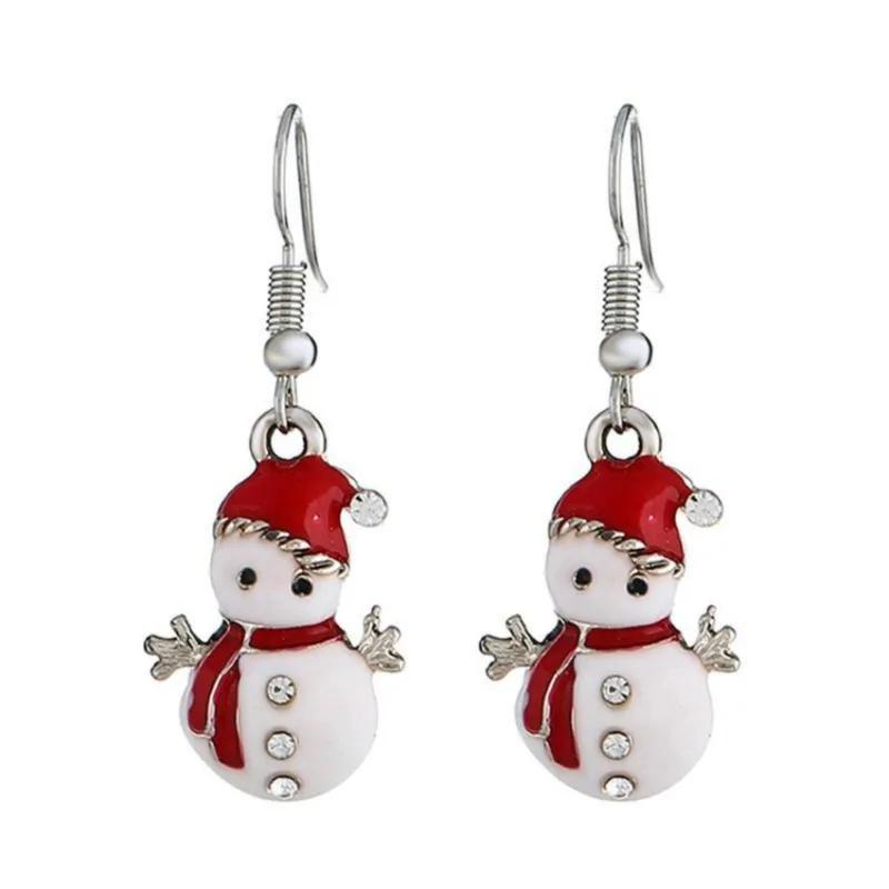 Christmas Happy Hat Snowman Earrings Drop Cartoon Decoration Jewelry for Women Girls Teens Kids Charms Gift