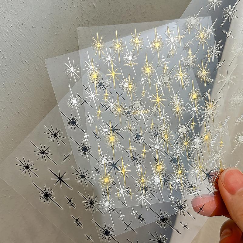 Star Radiant Nail Art Stickers Decals, 3D Self-Adhesive Nail Decals Line Designs Nails Supplies For Diy Nails Manicure Decor