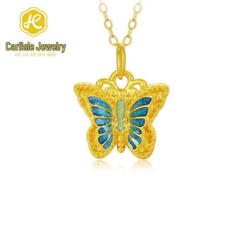 Shuibei 999 Fine Gold Slim Waist Necklace: 3D Hard Gold Women's Pendant Charm, Popular Live Broadcast Hot Seller.