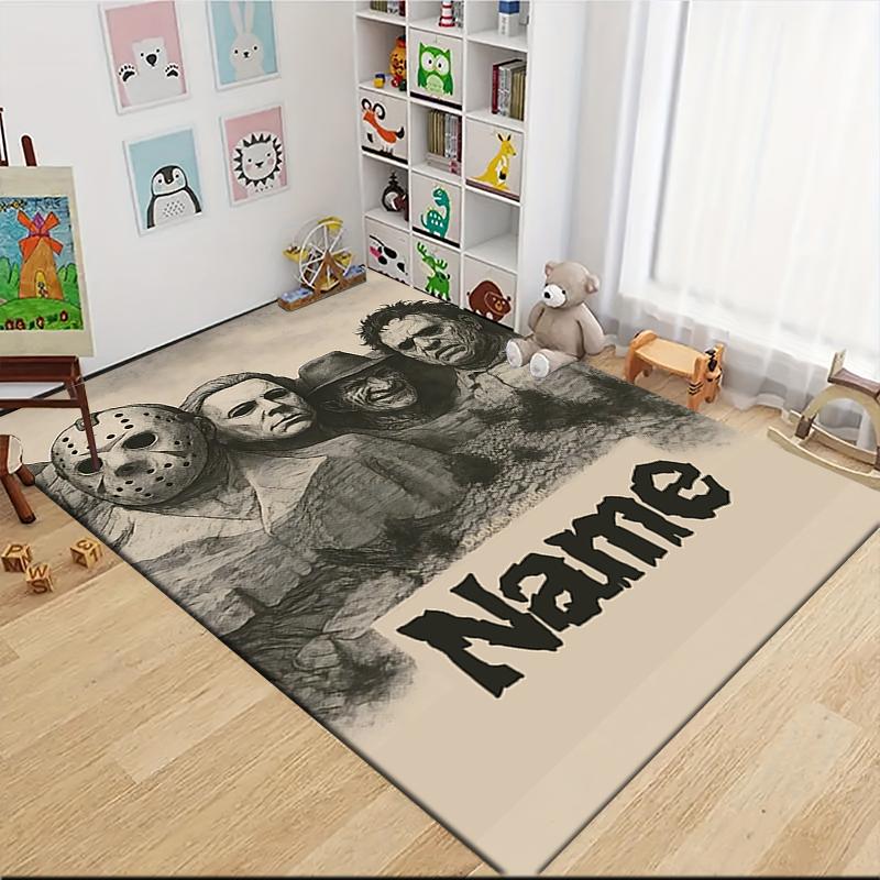 Custom Name Knife Dark Carpet Rug Customizable Soft Washable Anti-Slip Home Living Room Sofa Mats Personalized Rug. 0909105