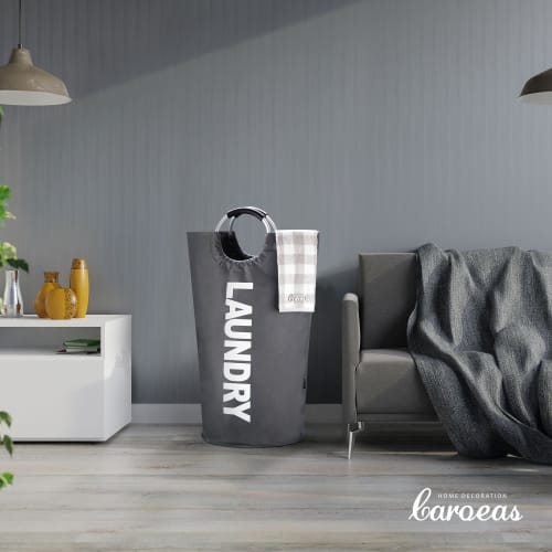 Caroeas 125L Extra Large Laundry Basket, Large Capacity, Foldable, Stylish, Water-Repellent, with Handles