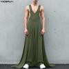 Men V Neck Sleeveless Casual Loose Long Maxi Rompers Jumpsuits