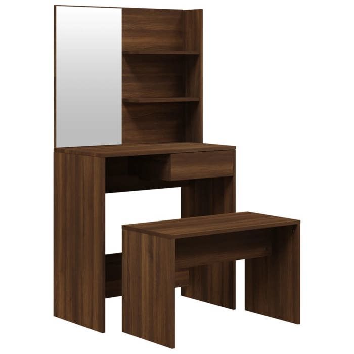 VidaXL Ensemble de Coiffeuse Table de Maquillage Tabouret Table de Coiffeuse Meuble de Chambre à Coucher Intérieur Chêne 3114146