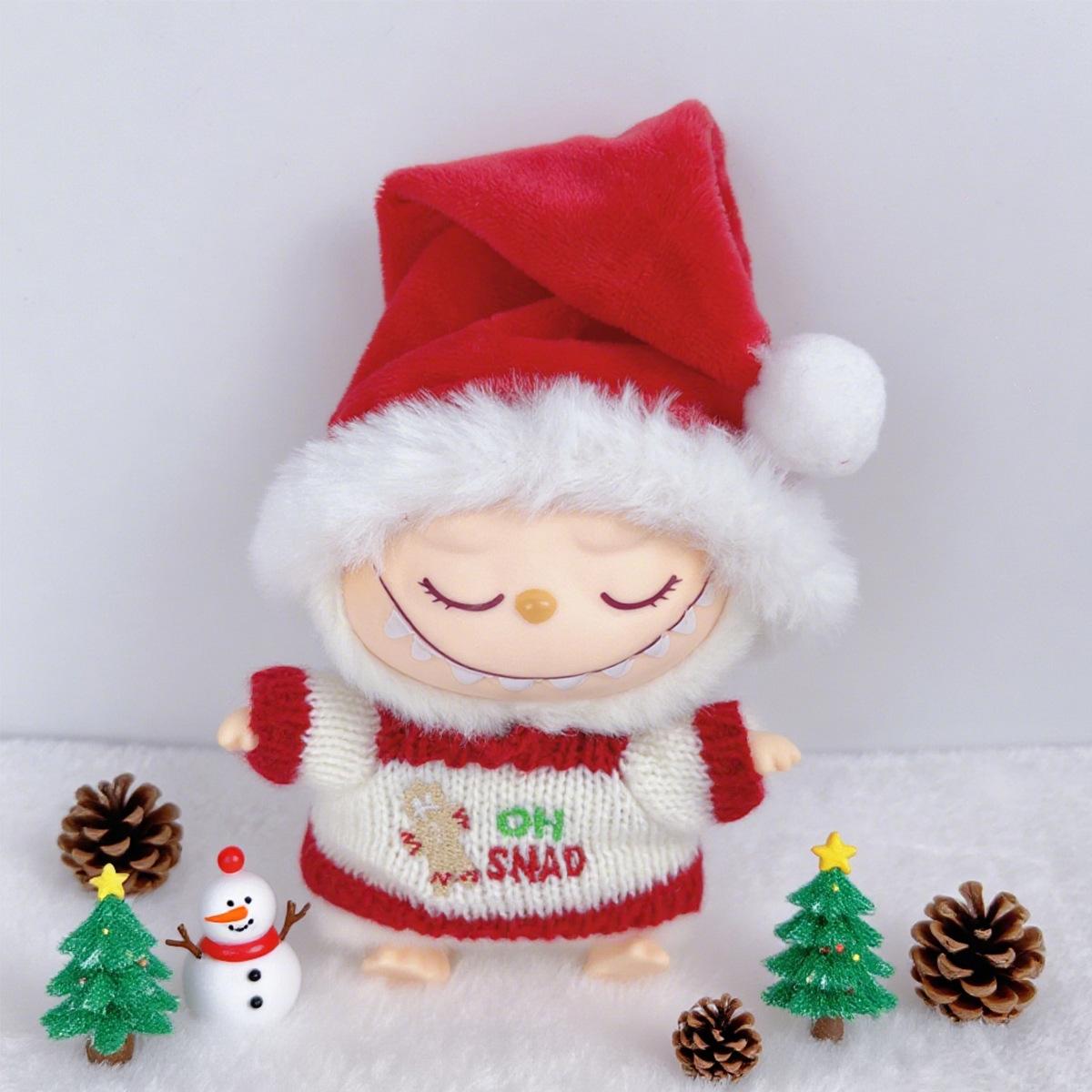 

First and second generation Labubu clothing accessories 17cm Labubu doll clothes New Year Christmas set reindeer collection Suitable for first and se