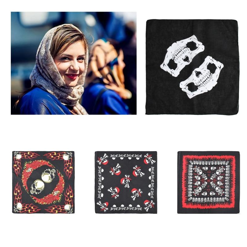 Hip Hop Tryckta Damhuvuddukar Fyrkantig Halsduk Bandana Handduk Hårscarfar