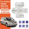 Protetor Solar Personalizado para Vidro de Carro Anti-UV Para-brisa Dianteiro e Traseiro Janelas Laterais Para Toyota Sienna Minivan 2004-2010