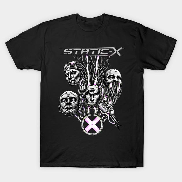 

Men Black Print T-shirt Static X No-Cut Transfer Paper Print Cotton Tshirt 2XL чёрный