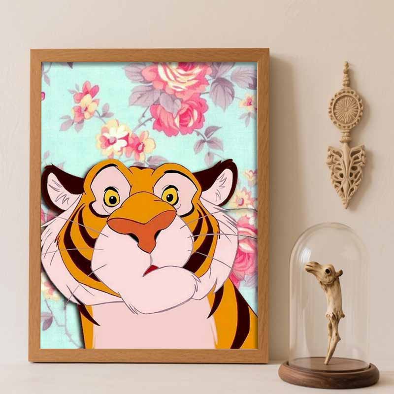 Disney Diamond Painting Kit Shere Khan Tiger Hand Embroidery 5D DIY Diamond Art Home Decor Creative Handicrafts Art Supplies Wall Decor Round 20x30cm