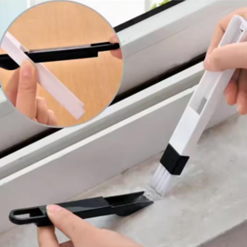 Portable Two-in-one Cleaning Brush Multifunctional Door and Window Keyboard Groove Cleaner Dust Shovel Window Rail Cleaning Tool