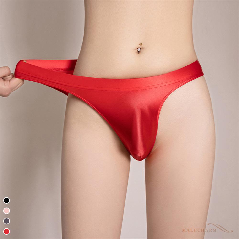 Sexy Women Low Waist G-String Shiny Brief T-Back Oil Glossy Thong Satin Elastic Femme Underwear Sheer See Through Sexy Brief