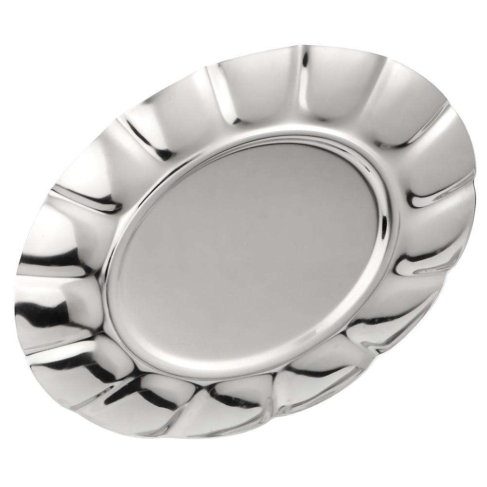 Stainless Steel Round Dinner Plate Dish Food Fruit Snacks Tray Tableware Kitchen Accessory7in