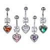 1Pcs Heart Motif Pendant Belly Piercing Jewelry 14G Curved Navel Rings Crystals Czs For Women Girls