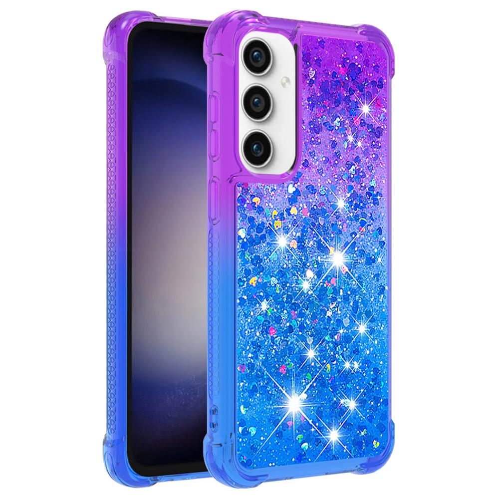 

For Samsung Galaxy S23 FE TPU Case Gradient Quicksand Phone Back Cover Purple+Sky Blue
