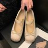 Luxus Satin Seide Ballett Schuhe Frau Klassische Karree Bowtie Elastische Band Ballerinas Damen Weiche Slipper