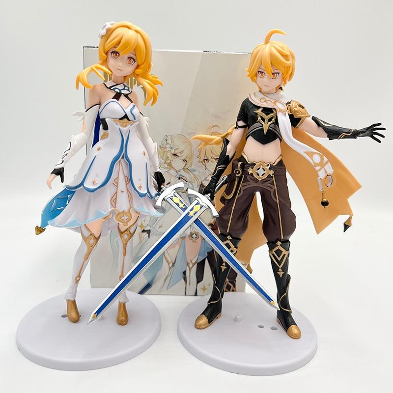 18cm Genshin Traveler /Lumine Anime Figure Genshin Impact Aether Action Figure Venti /Klee /Qiqi Figure Collectible Doll Toy