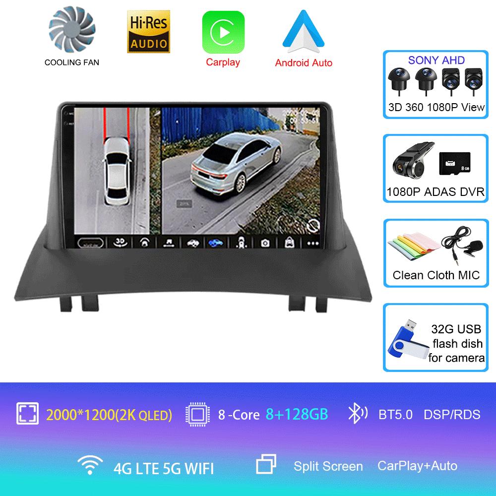 Android 14 2 Din Car Radio For Renault Megane 2 2002-2009 Multimedia Video Player Navigation GPS Stereo Head Unit