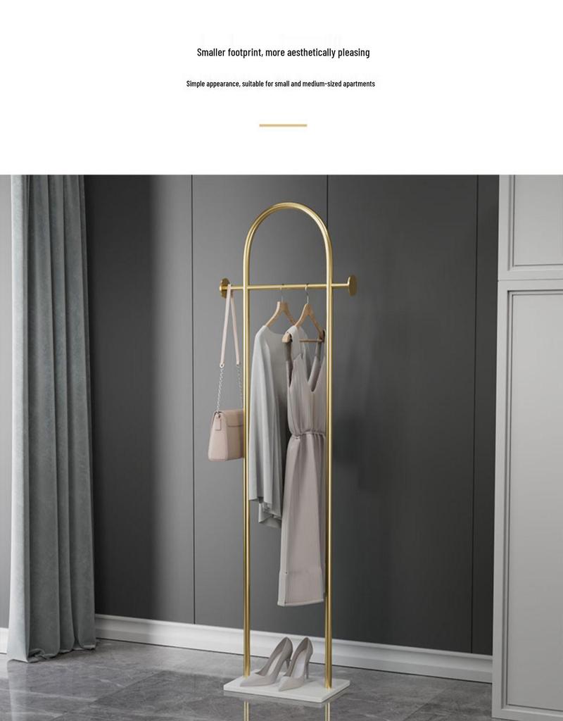 Nordic Marble & Metal Floor-standing Coat Rack, Foldable Wrought Iron Clothes Rack.