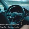 Steering Wheel Rosary Pendant Charm Catholic Rosary Hanging Pendant Virgin Mary Cross Hanging Accessory