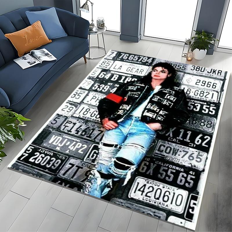 Fashion MJ Michael Jackson King of Pop Carpet Rug for Home Living Room Bedroom Sofa Doormat Decor,Large Kids Non-slip Floor Mat