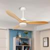 American Retro Ceiling Fan Light with Solid Wood Blades - Industrial Style LED for Restaurants