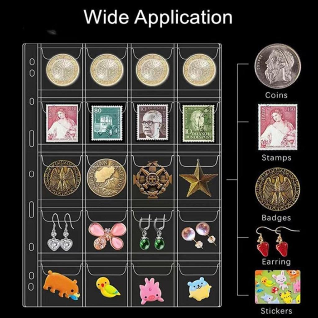 10PCS Sheet Coin Wallets  Holders Storage Collection Pages Clear Coin Collection Booklet Loose Leaf Storage Box