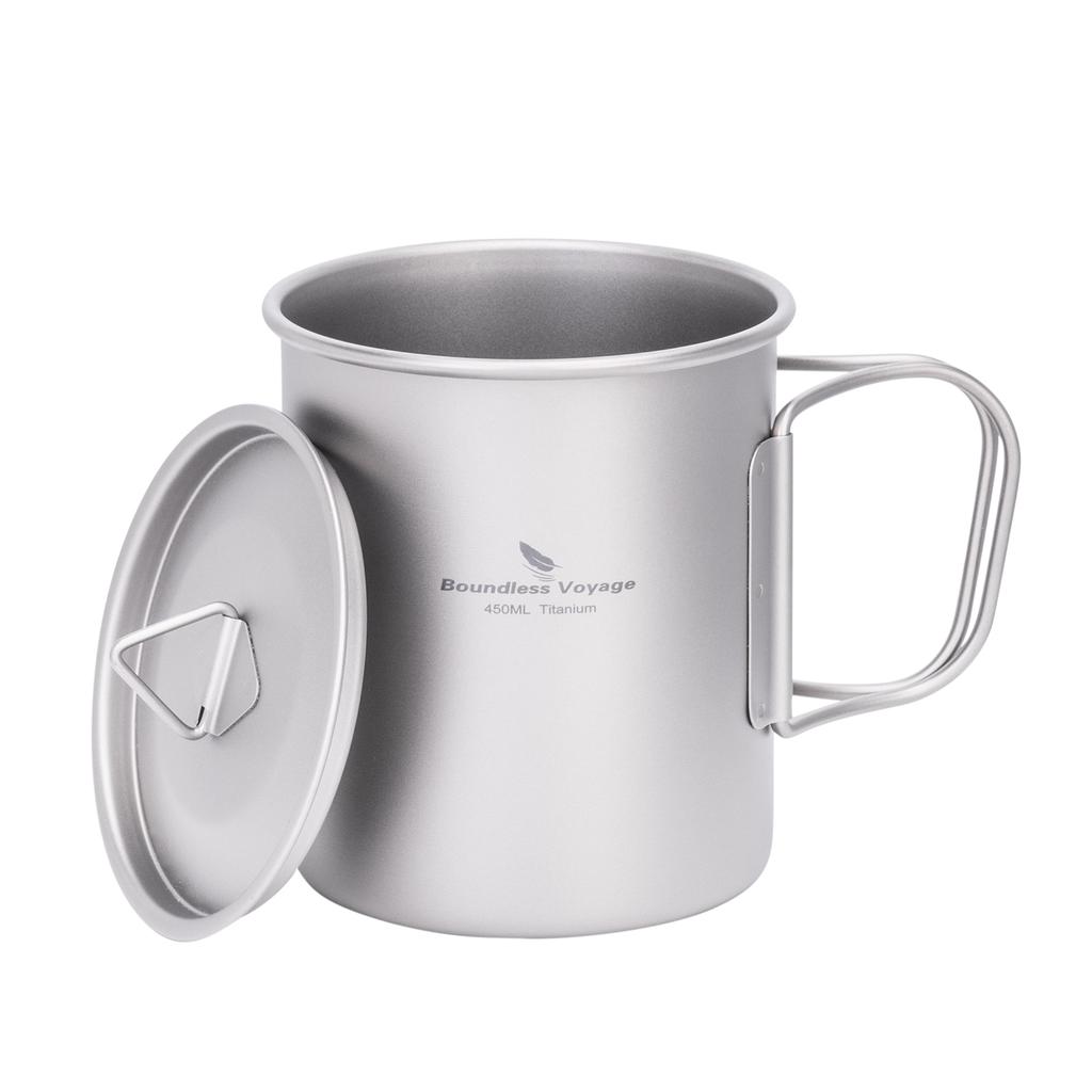 Boundless Voyage Titanium Camping Mug with Lid Stackable Cup Travel Tableware for Backpacking, Hiking, Home Use