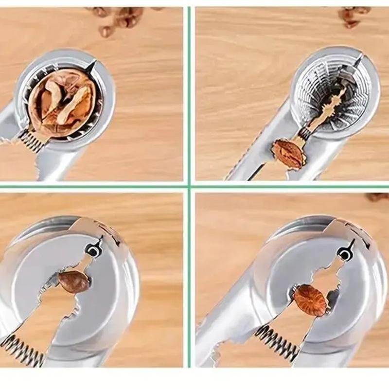 Multifunksjonell husholdnings nøtteknekker skallverktøy for hasselnøtter kastanjer sølvfarget metall valnøttklemme