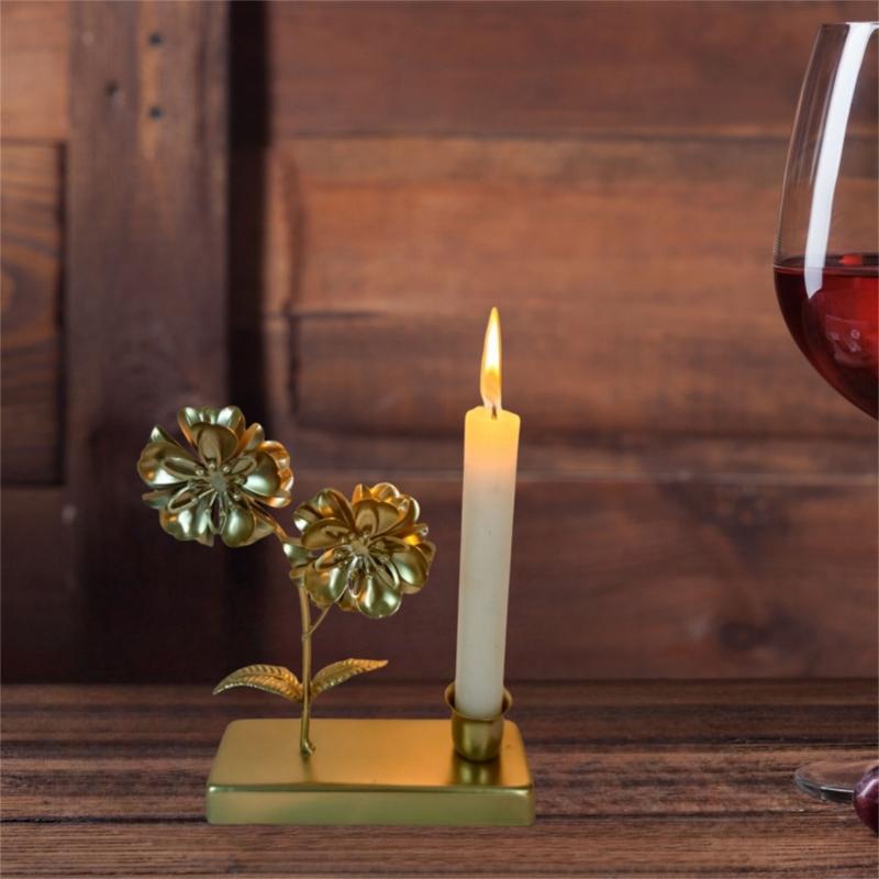 Iron Candle Holder Elegant Flower Candle Stand Candlestick Holders for Wedding Dining Table Party Decoration