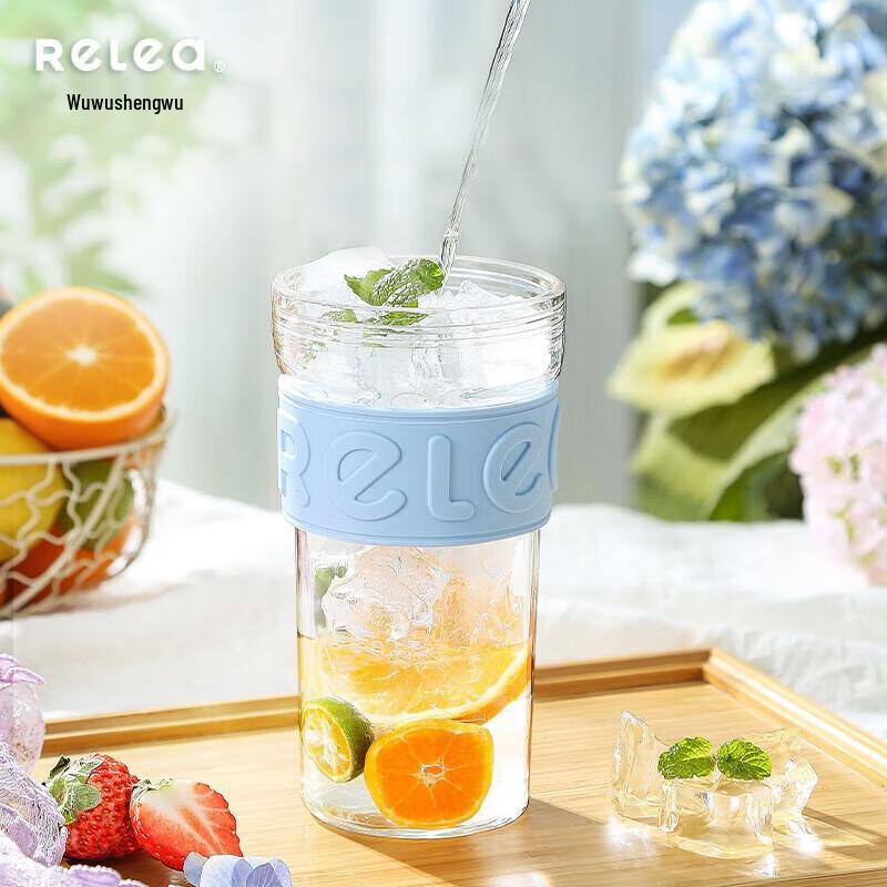 RELEA 0.55L Portable Tea Infuser Glass Cup