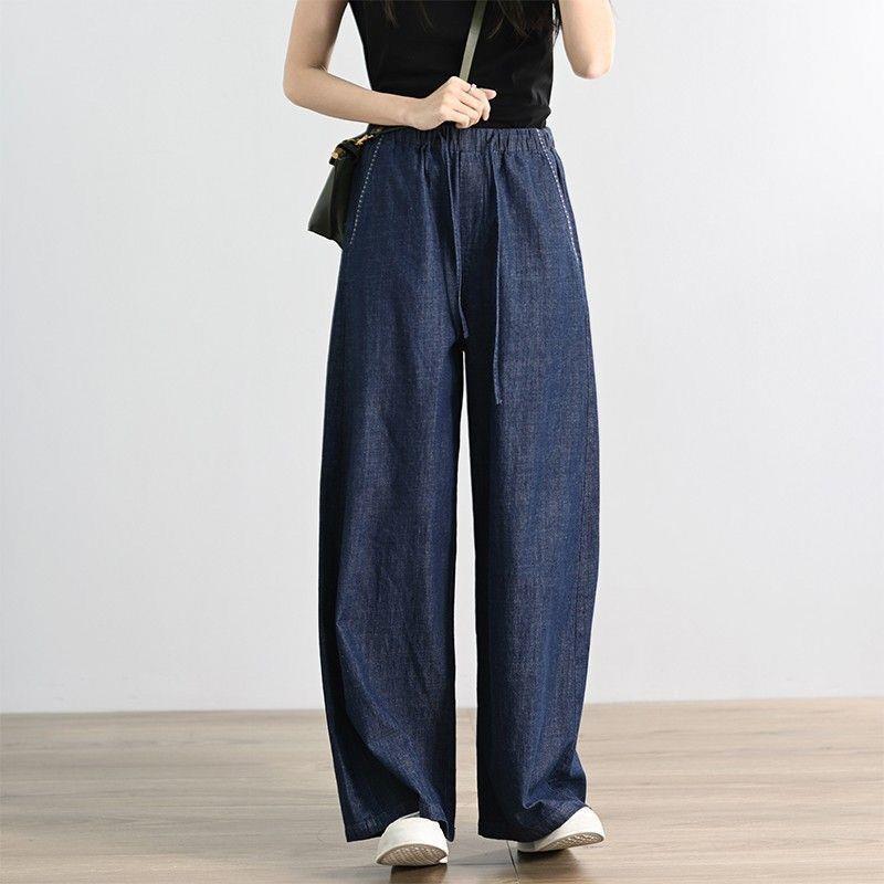 

Женские джинсы с высокой талией и широкими штанинами на шнурке, весна 2025 - Свободные, повседневные и универсальные M