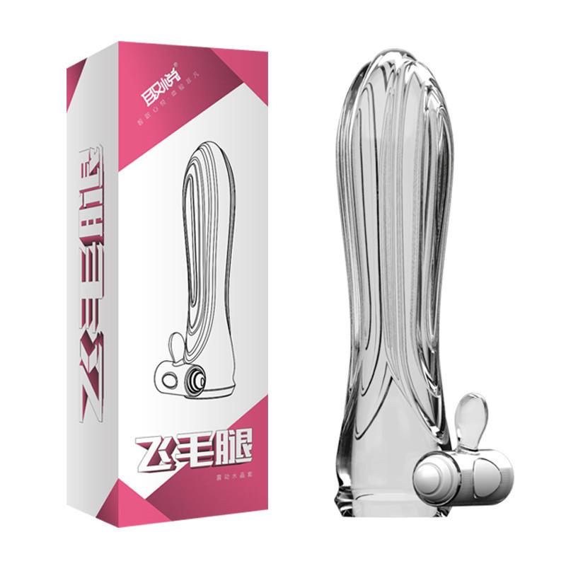 Transparent Crystal Condom Penis Sleeve Male Enlargement Time Delay Spike Clit Reusable Condoms Sex Toy for Couple