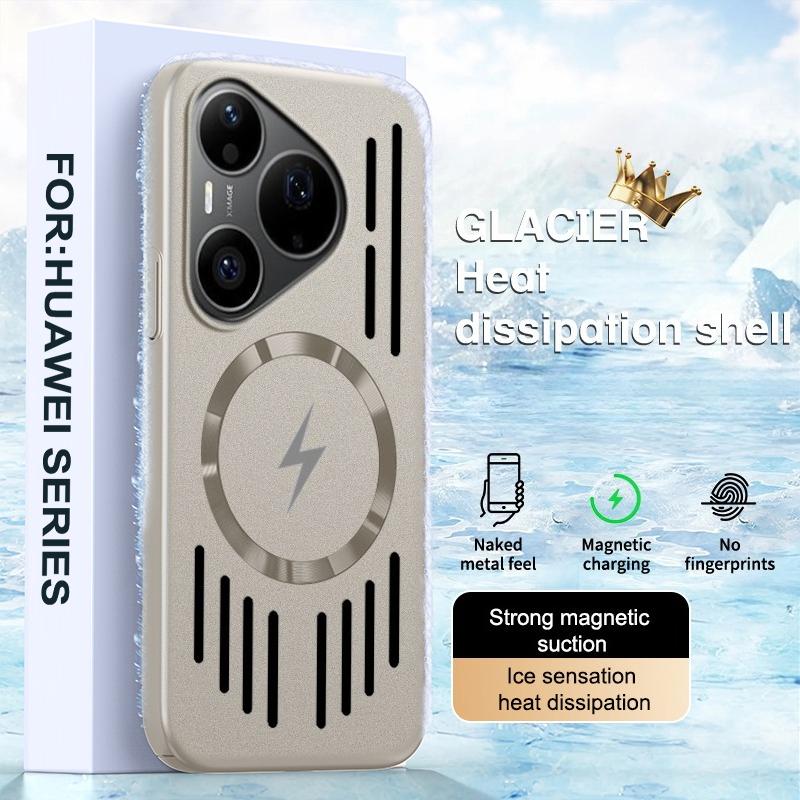 For Huawei Pura 90 Pro Max Ultra-thin Heat Dissipation Magnetic Case For Huawei Pura 90ProMax Magsafe Metallic Paint Hard Cover