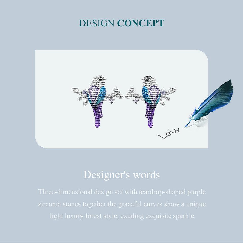 BAMOER Bird Earrings for Women 925 Sterling Silver Cute Animal Dangle Stud Earrings Jewelry Gifts for Her