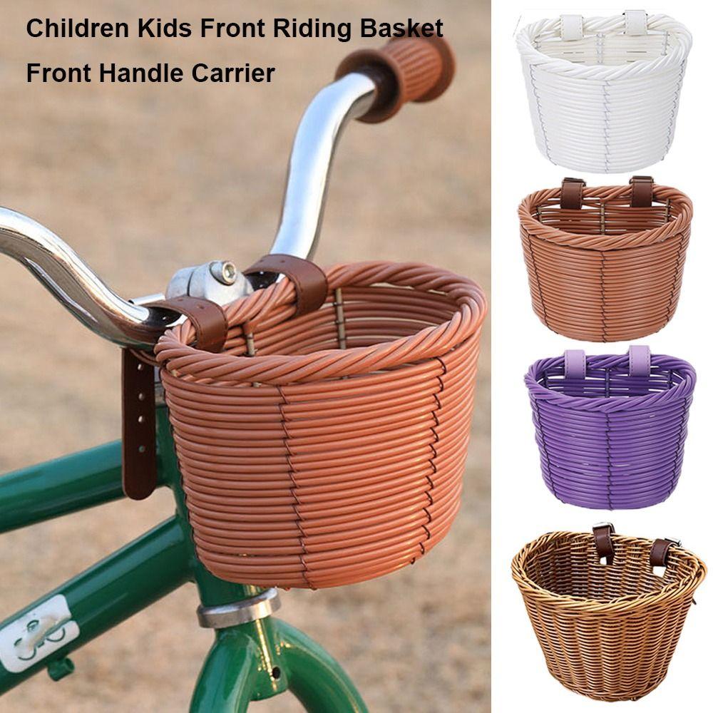 Plastic Front Handle Carrier Retro Woven Children's Bicycle Scooter Basket