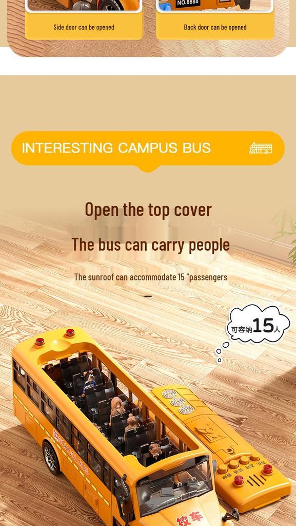 Jumbo Inertial School Bus Toy with Lights and Music - Early Educational Vehicle for Kids