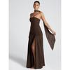 Shemoda Fashion Style Sexy off-Neck Tube Top Dress Women's Stylish Patchwork High Slit Draping Long Dress