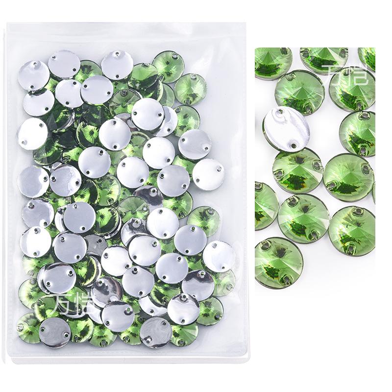 Resin Double Hole Flat Bottom Satellite Hand Seam Drill, Plated Bottom Tip Flat Buckle Diy Clothing Accessories Round Hand Seam Stone