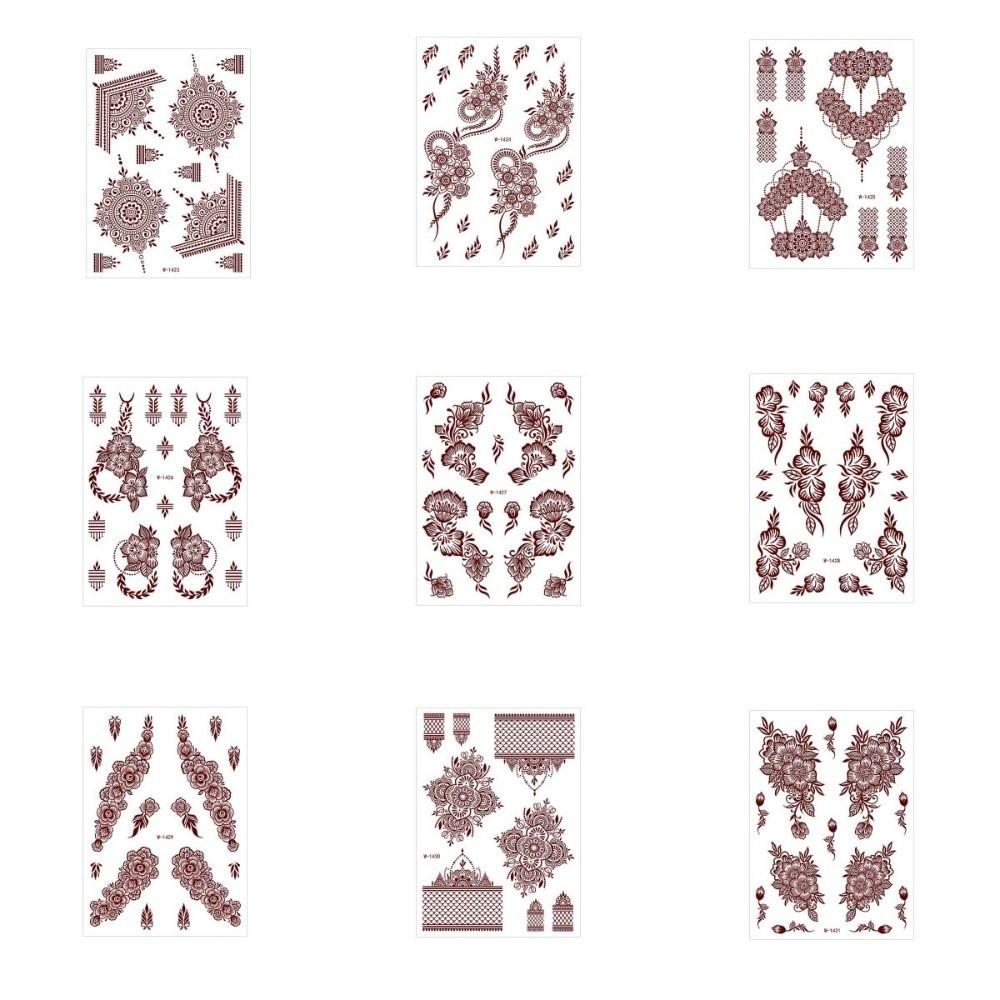 Lace Fake Tattoo Temporary Tattoo Legs Arm Red Henna Tattoo Decals Women/Lady