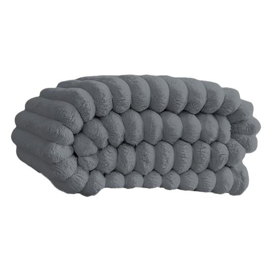 Furry Throw Blanket Cozy Plush Solid Color Fluffy Thick Striped Bubble Blanket Warm Blanket for Couch