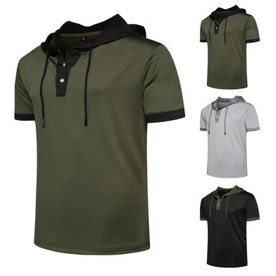Men's Summer Short Sleeve Hooded Top Outdoor Running Fitness T-Shirt