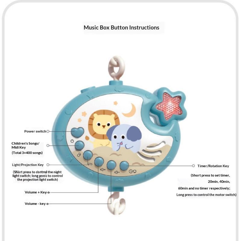 1 Set Light Sleep Toy Hanging Music Bed Bell Rotating Newborn Remote Control Crib Toys Multifunctional Baby Soothing Props