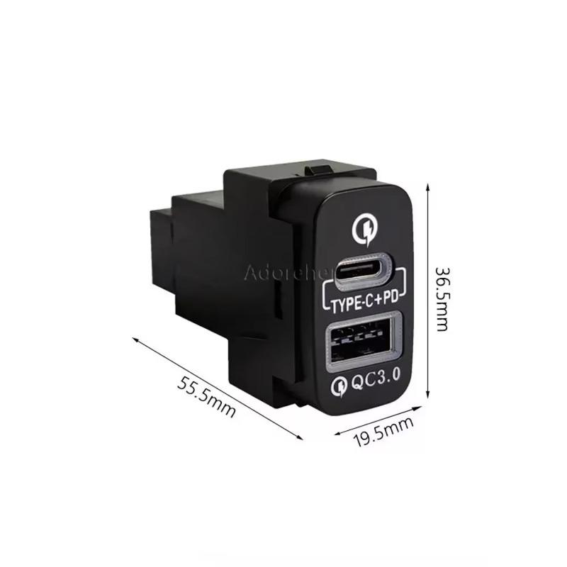 Car QC3.0 PD Fast Charger USB Type-C Interface Socket for Mitsubishi Outlander Pajero Sport Lancer EX ASX V73 V93 V97