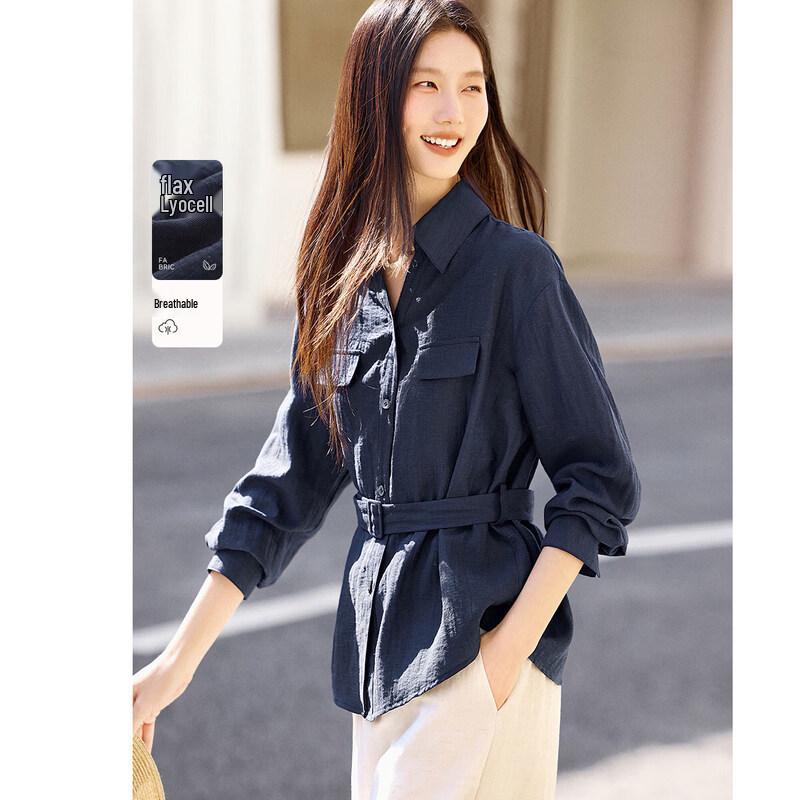 XWI Women s Linen Lyocell Blend Long Sleeve Shirt L
