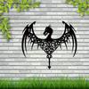 Art Deco Dragon Metal Wall Art, Pterodactyl Silhouette Sculpture, Home Decor Gift for Dragon Lover