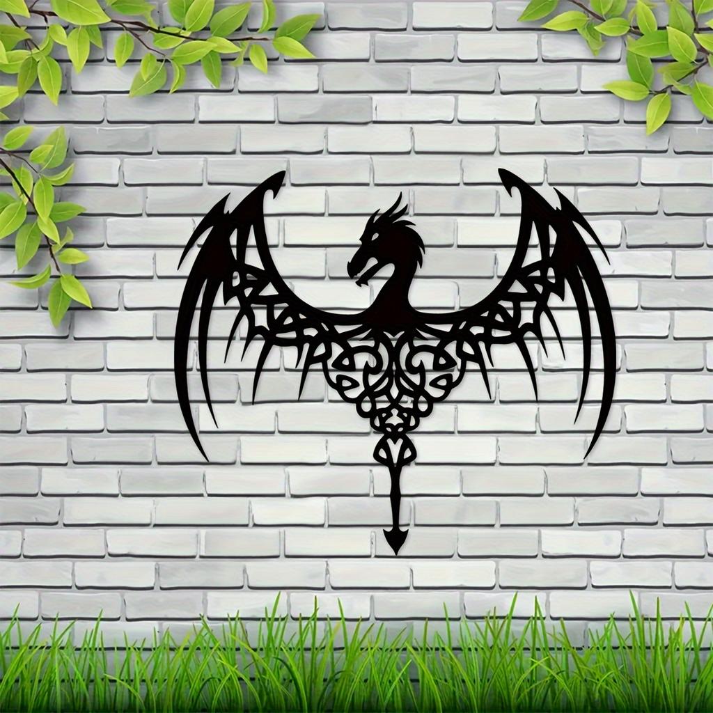 Art Deco Dragon Metal Wall Art, Pterodactyl Silhouette Sculpture, Home Decor Gift for Dragon Lover
