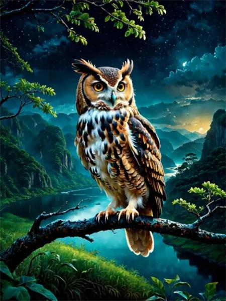 Diamond Painting Kits Owl Tree Full Round Embroidery Mosaic Animal Landscape Wall Decor
