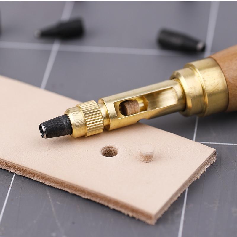 6pc/set Automatic Belts Punch Replaceable Mute Rotary Punching Punchers Leather Punch Watch Craft Tool Hole Punch Screw Drill Tip Die