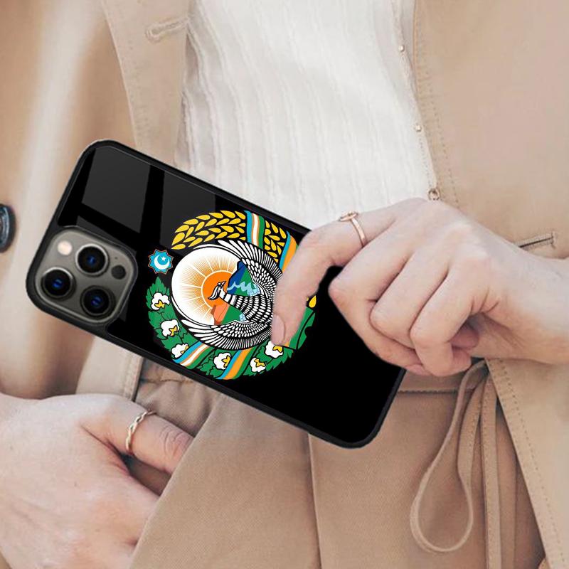 Uzbekistan Flag Coat Of Arms Magnetic Phone Case For APPLE iPhone 17 Air 16 14 13 12 Pro Max 15 Plus Wireless MagSafe Cover