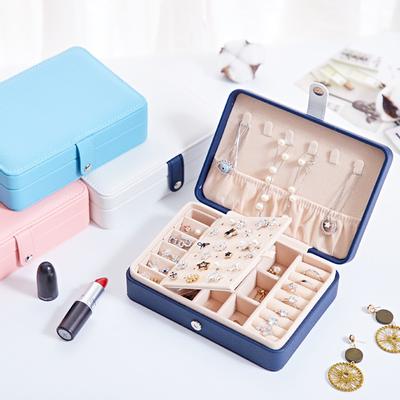 Portable Jewelry Storage Box Multifunctional Two Layers Jewelry Container Small PU Leather Jewelry Case